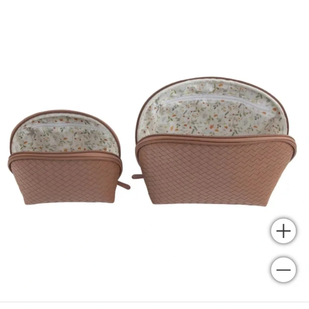 NWT GloTech 2-pack Faux Leather Cosmetic Bags with Rechargeable Compact Mirror